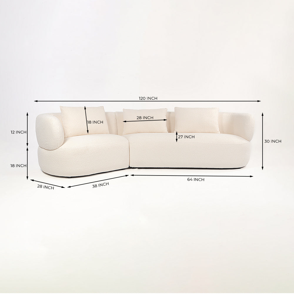 Breeze Boucle 5 Seater Sofa - White
