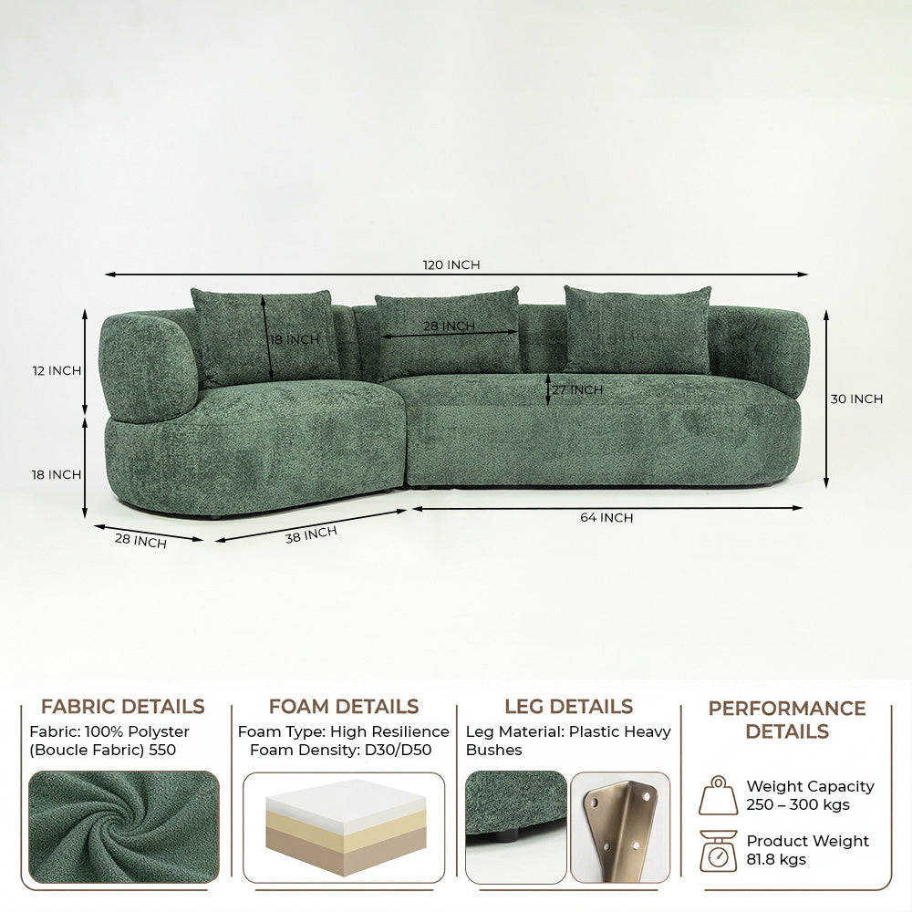 Breeze Boucle 5 Seater Sofa - Green