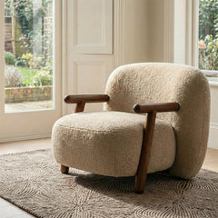 Footy Boucle Chair with Wood