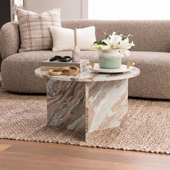 Marble Drift Butterscotch Round Coffee Table - Big