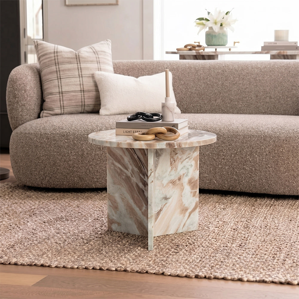 Marble Drift Butterscotch Round Coffee Table - Small