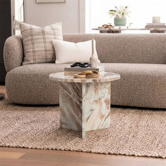 Marble Drift Butterscotch Round Coffee Table - Small
