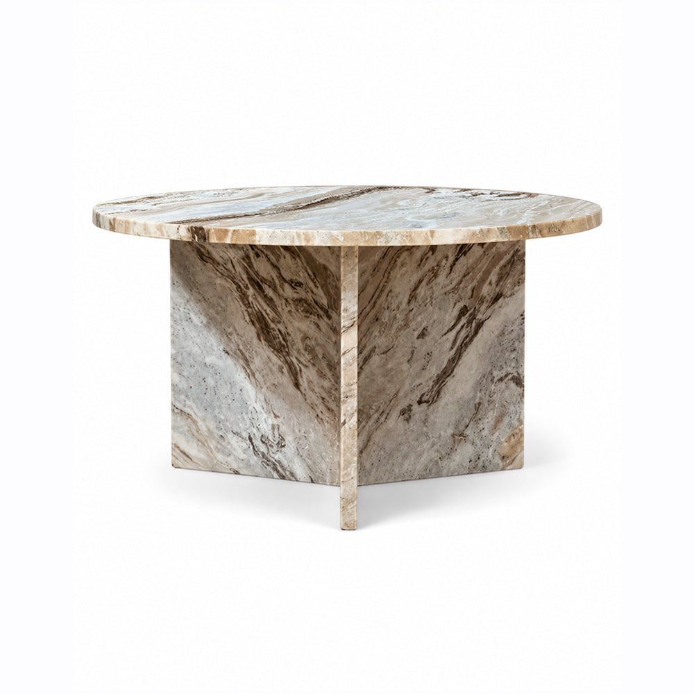 Marble Drift Butterscotch Round Coffee Table - Big