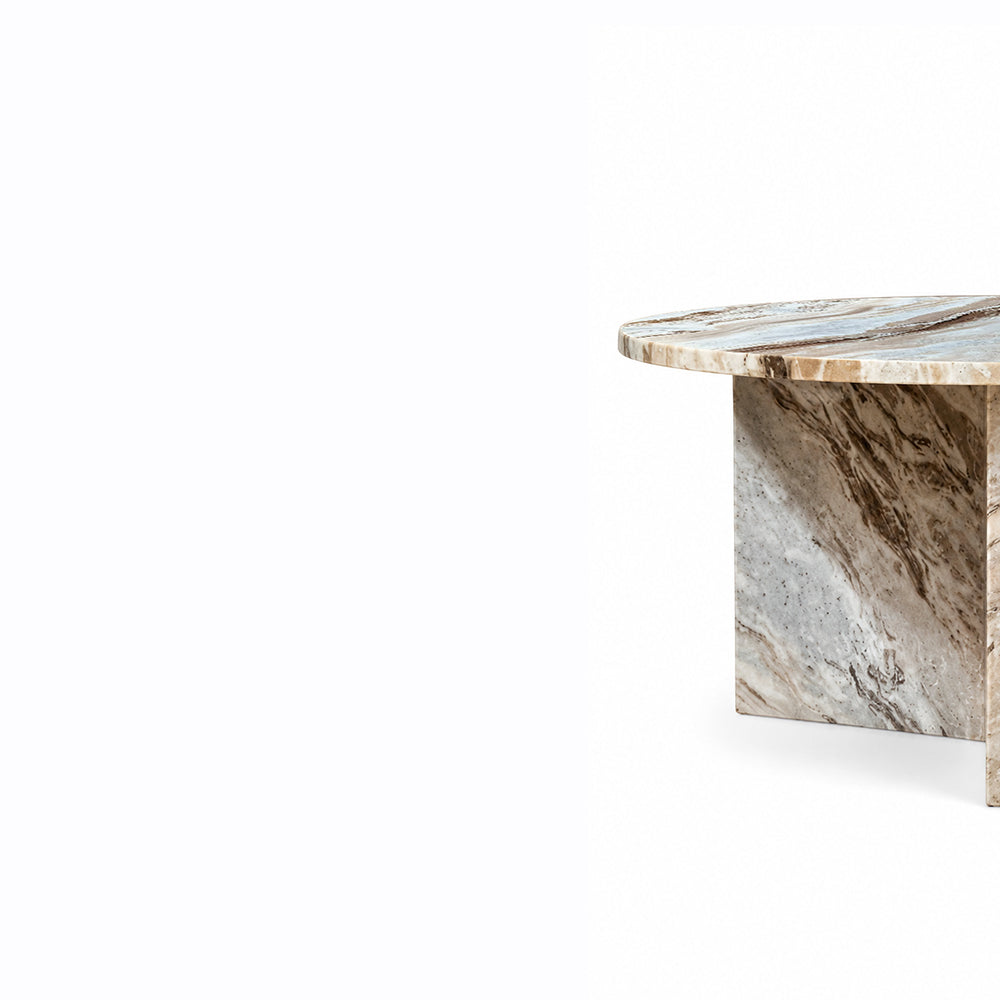 Marble Drift Butterscotch Round Coffee Table - Big