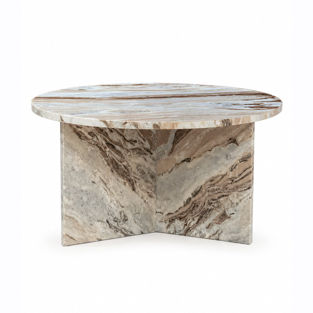 Marble Drift Butterscotch Round Coffee Table - Big