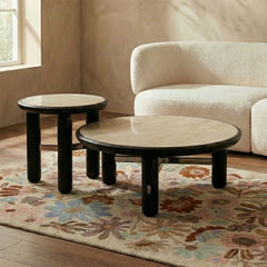 Ceramic Bette Coffee Table Set of 2 with Metal Base