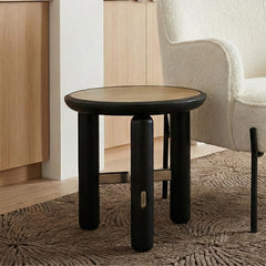 Bette Ceramic Round Coffee Table with Metal Base - Small