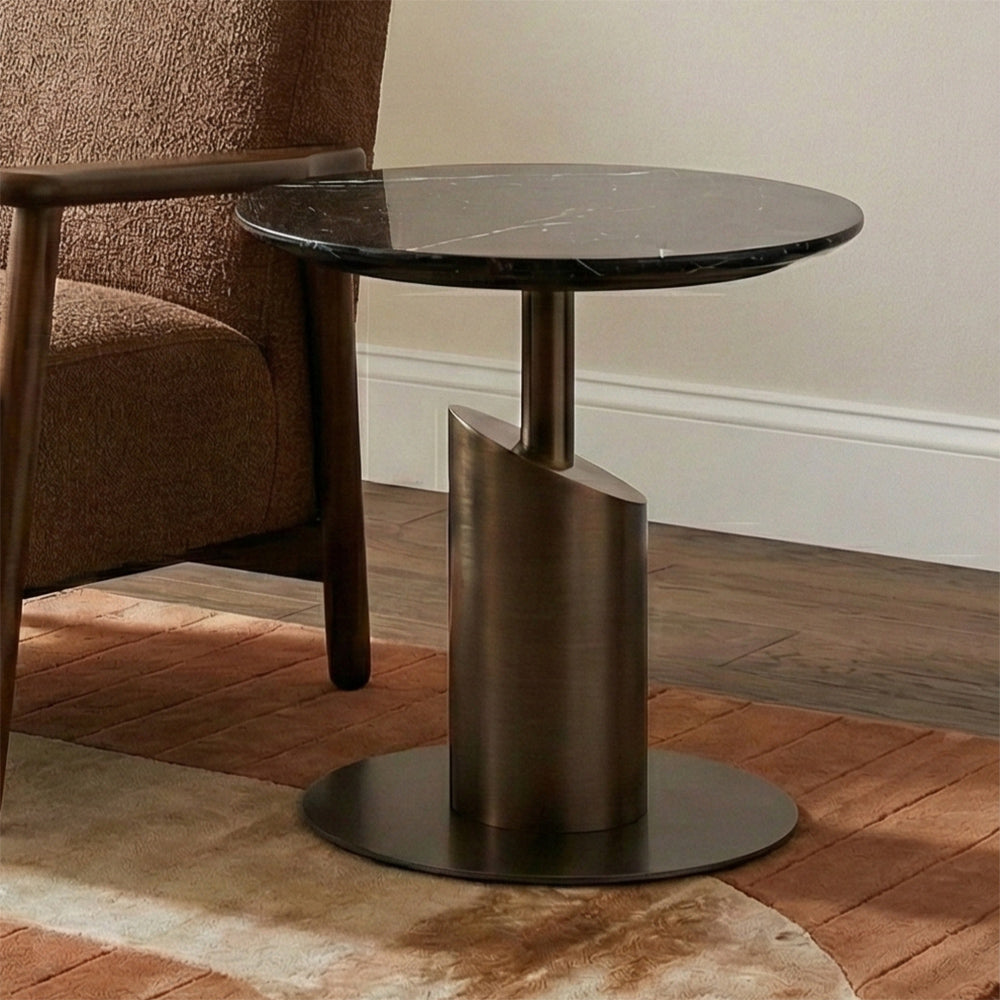 Marble Inkton Accent Table with Stainless Steel