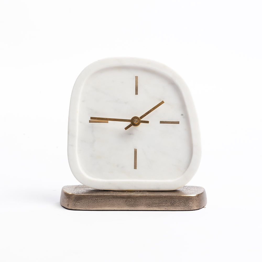 Aluminium Brielle Marble Clock