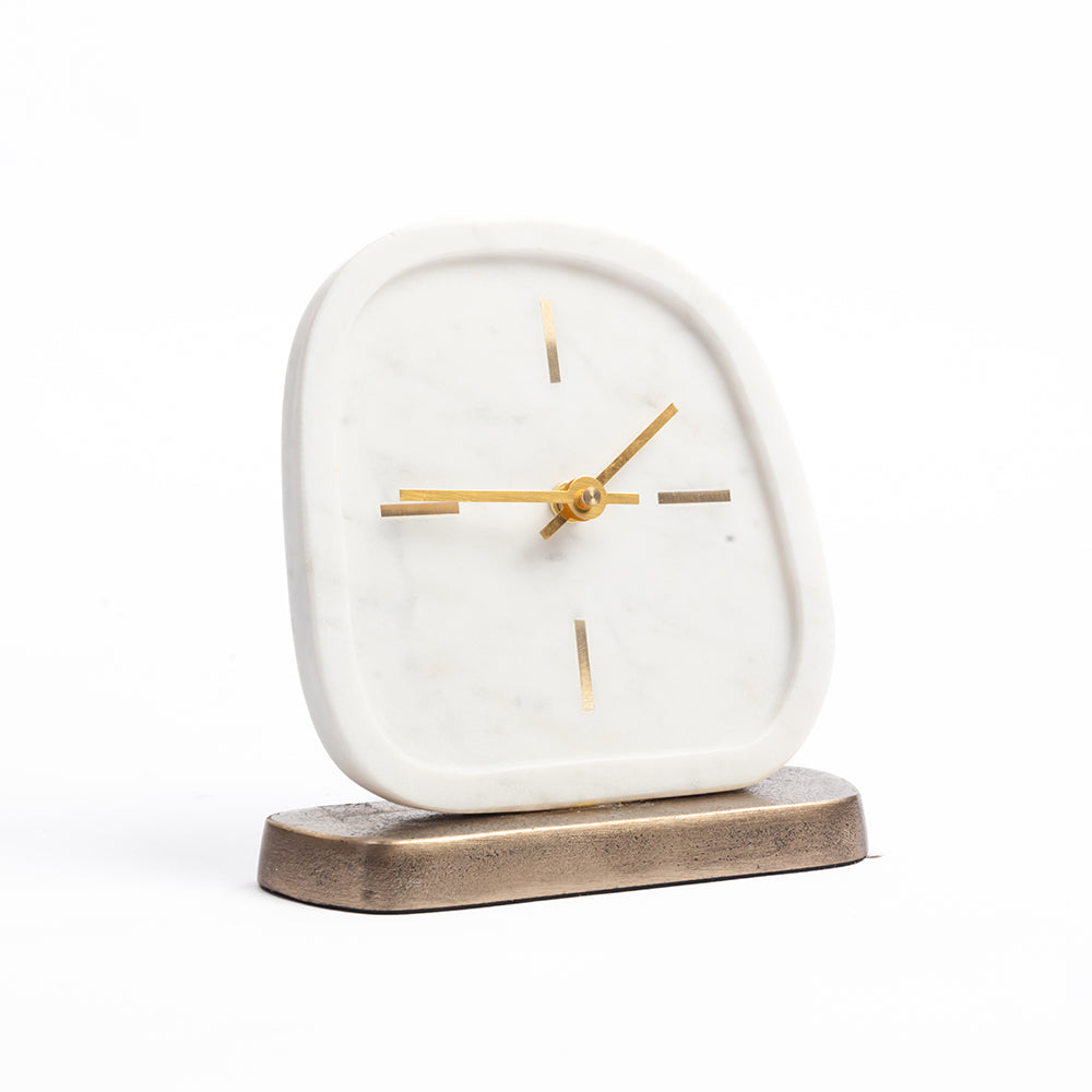 Aluminium Brielle Marble Clock
