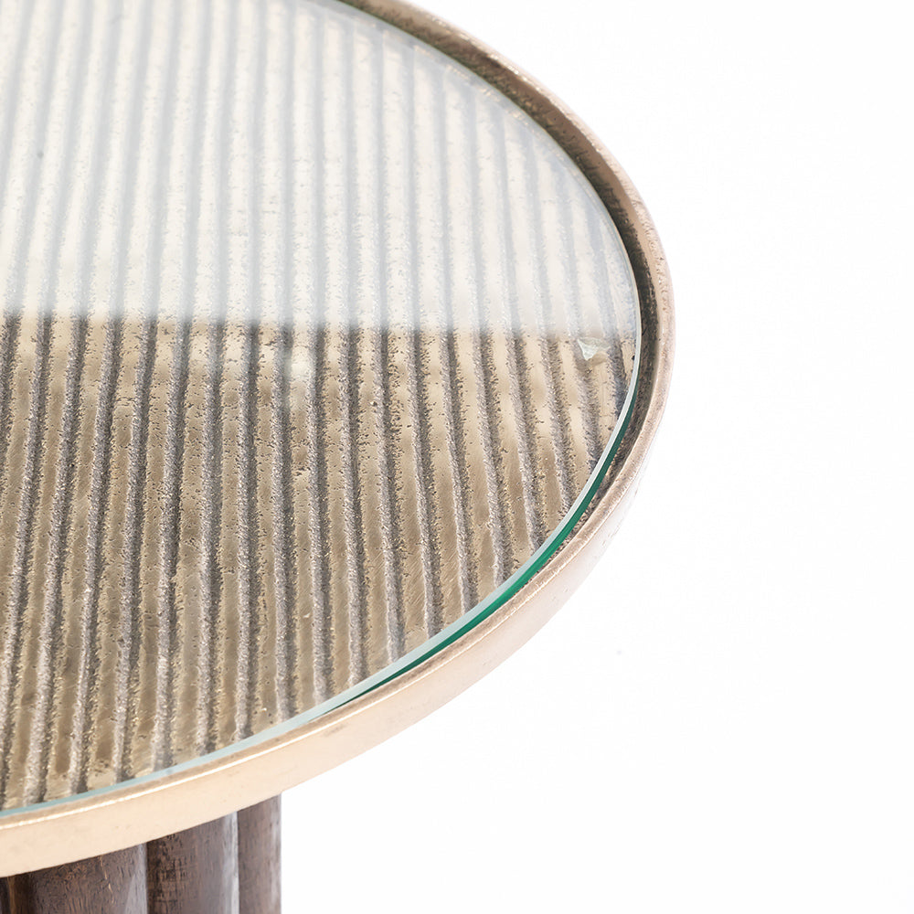 Wooden Jack Round Side Table with Iron