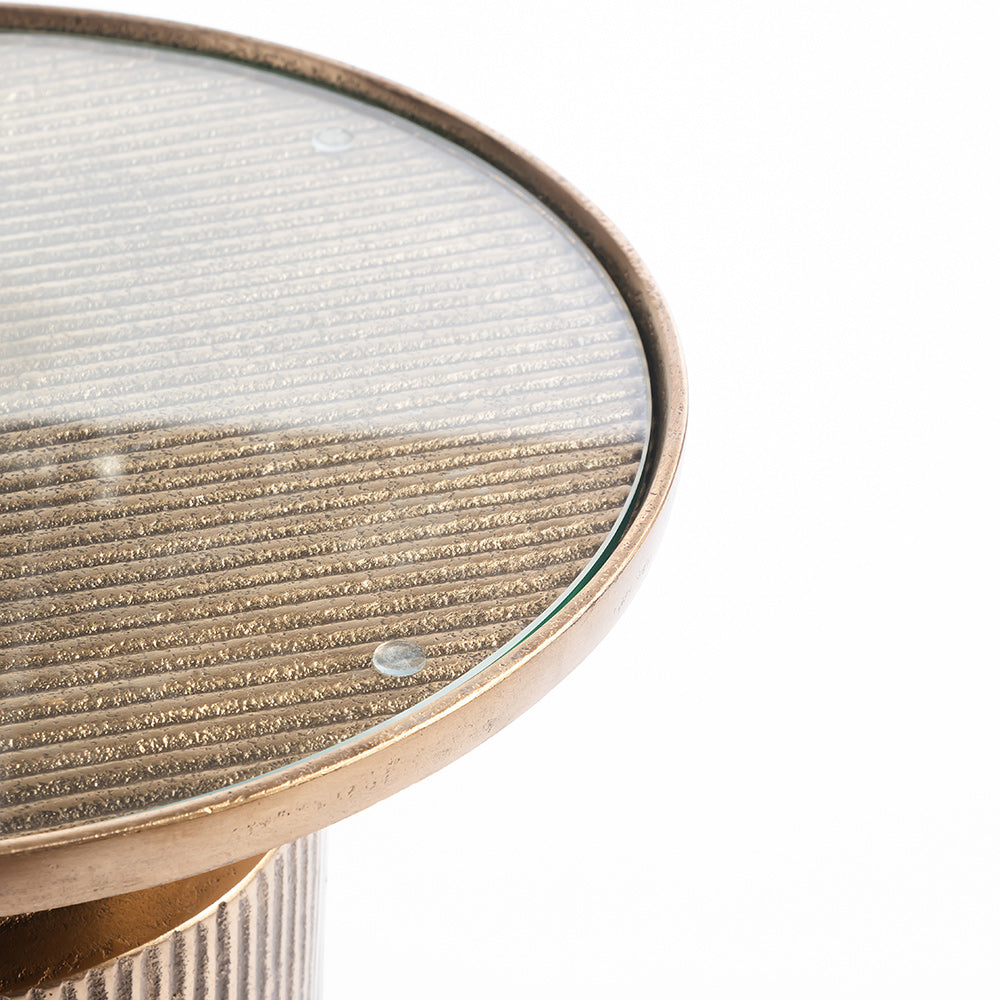 Glass Kragad Round Side Table with Iron