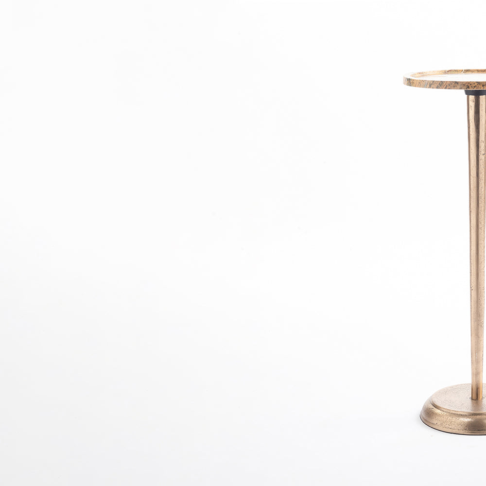 Terer Marble Round Side Table with Iron