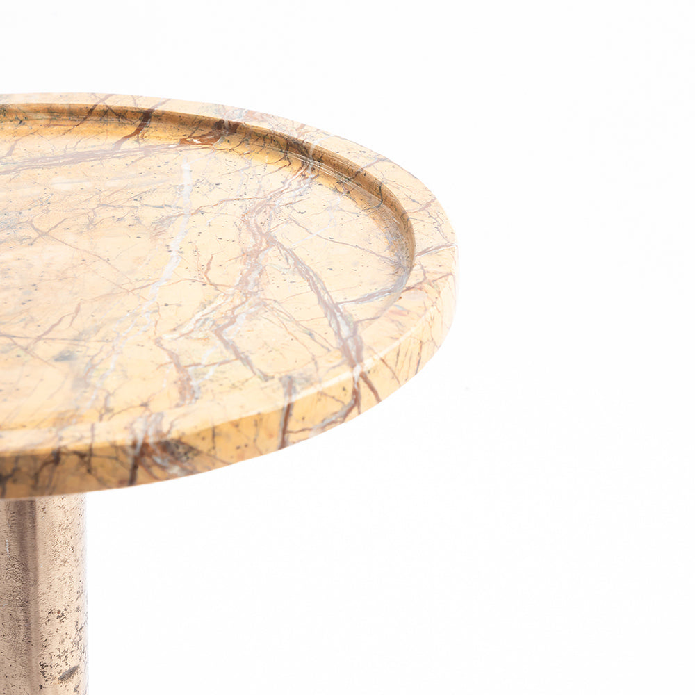 Terer Marble Round Side Table with Iron