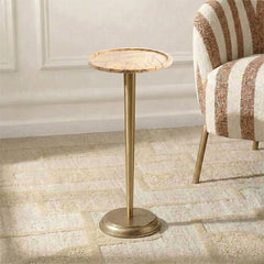 Terer Marble Round Side Table with Iron