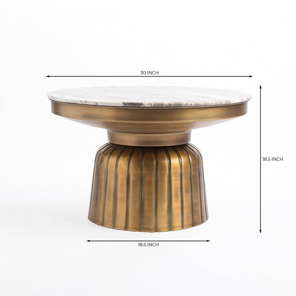 Marble Guett Round Coffee Table Set of 2 with Metal - Large