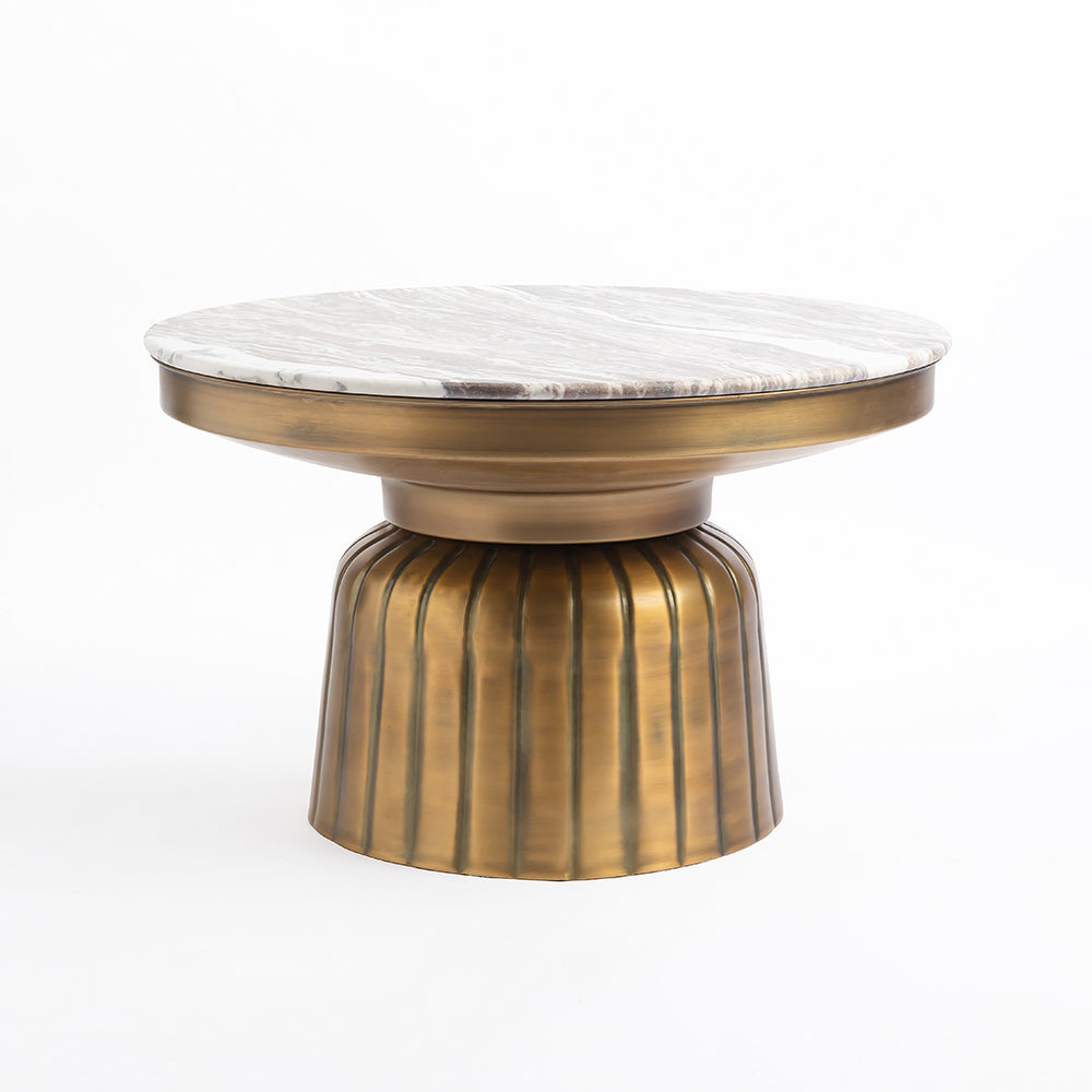 Marble Guett Round Coffee Table Set of 2 with Metal - Large