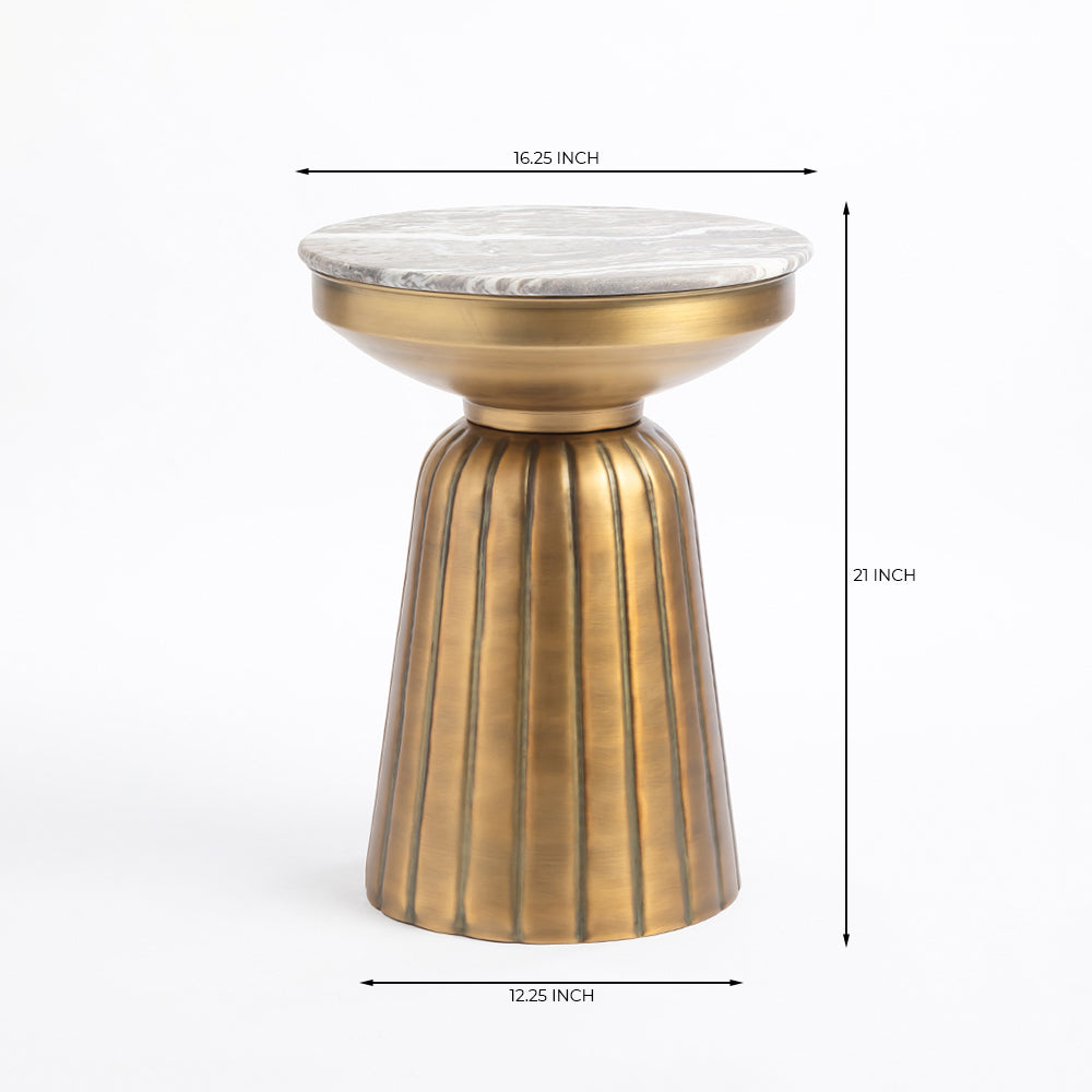 Marble Guett Round Coffee Table Set of 2 with Metal - Small