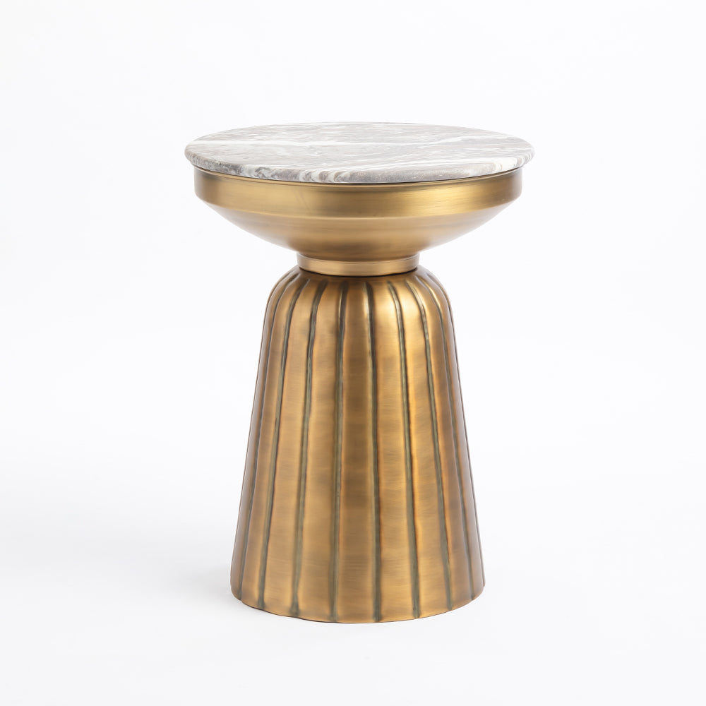 Marble Guett Round Coffee Table Set of 2 with Metal - Small