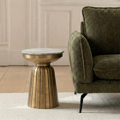 Guett Marble Round Coffee Table with Metal Base - Small