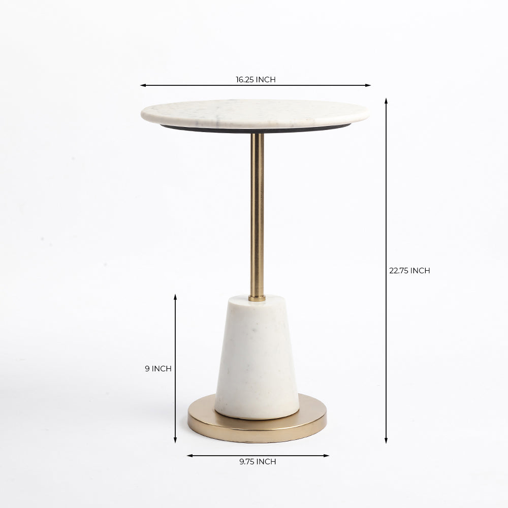Marble Ivye Round Side Table with Metal
