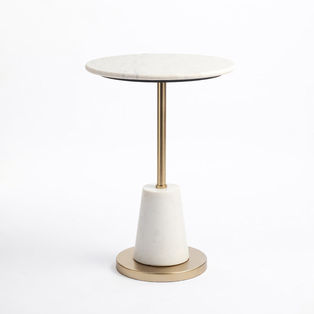Marble Ivye Round Side Table with Metal