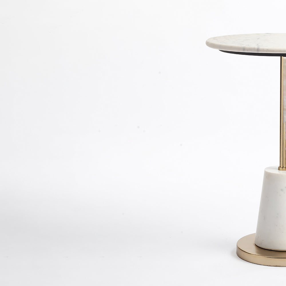 Marble Ivye Round Side Table with Metal