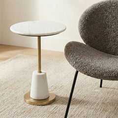 Marble Ivye Round Side Table with Metal