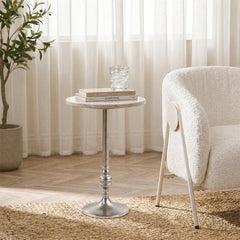 Marble Benassi Round Side Table with Metal