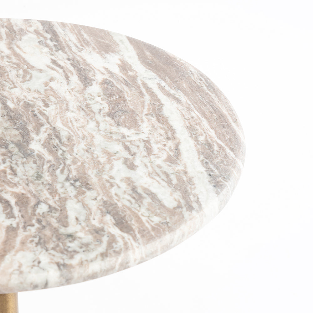 Marble Hypa Round Side Table with Metal