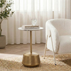 Marble Hypa Round Side Table with Metal