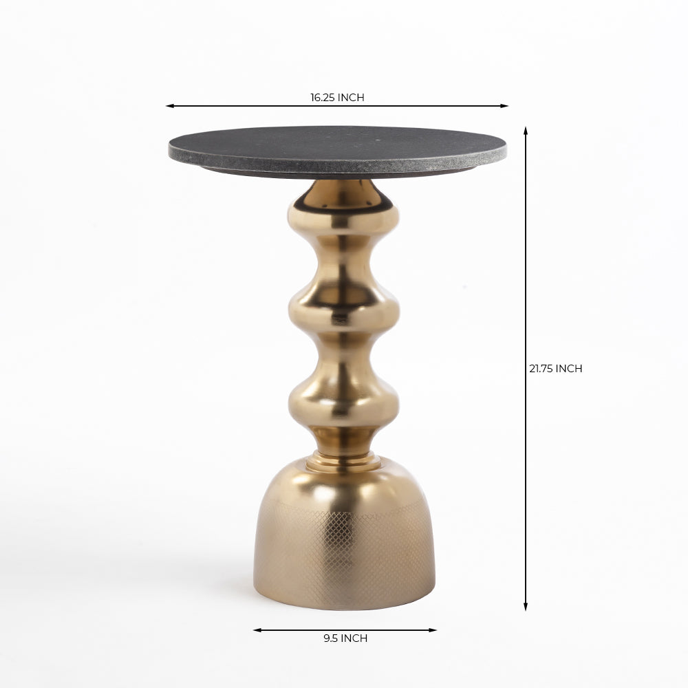 Marble Corry Round Side Table with Metal