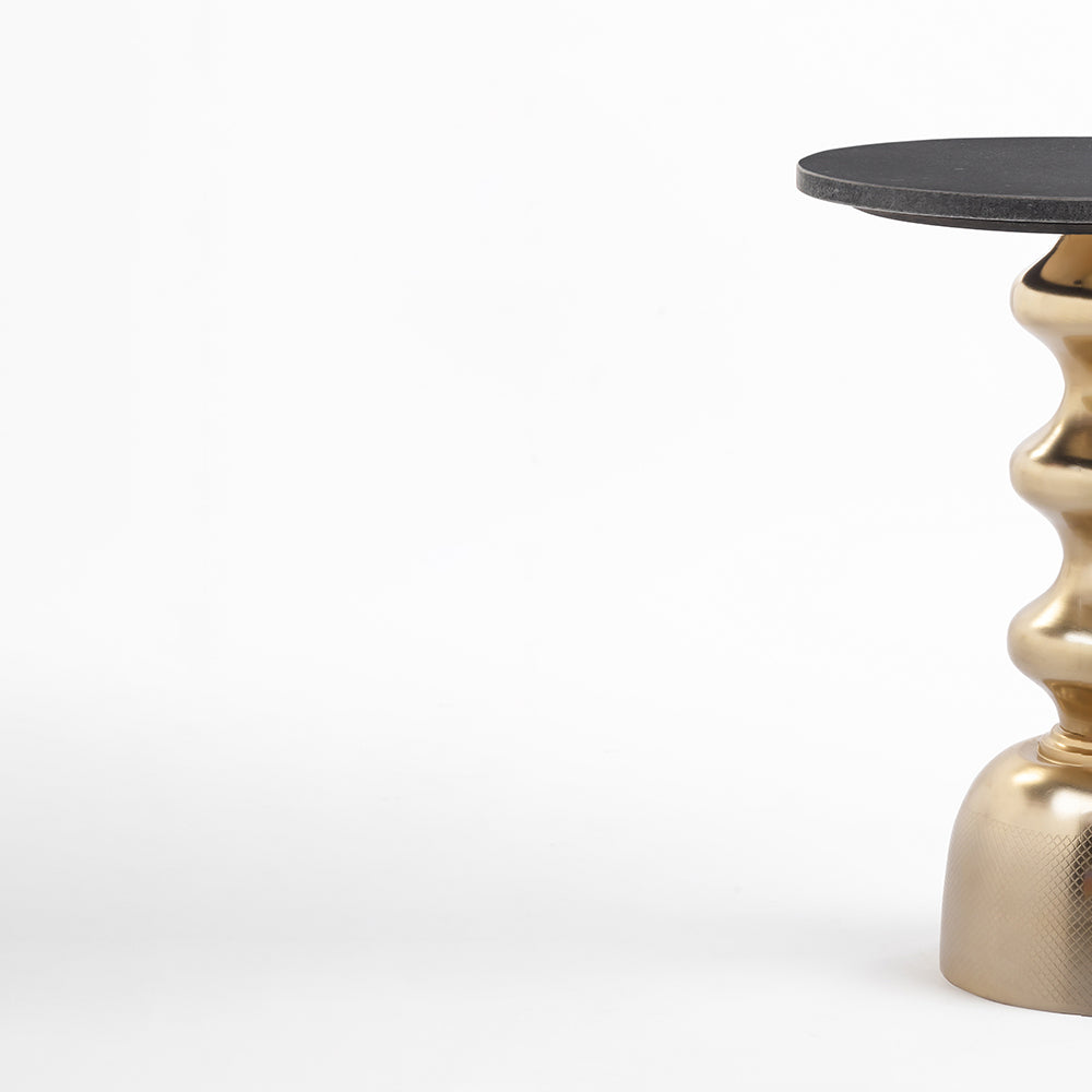 Marble Corry Round Side Table with Metal