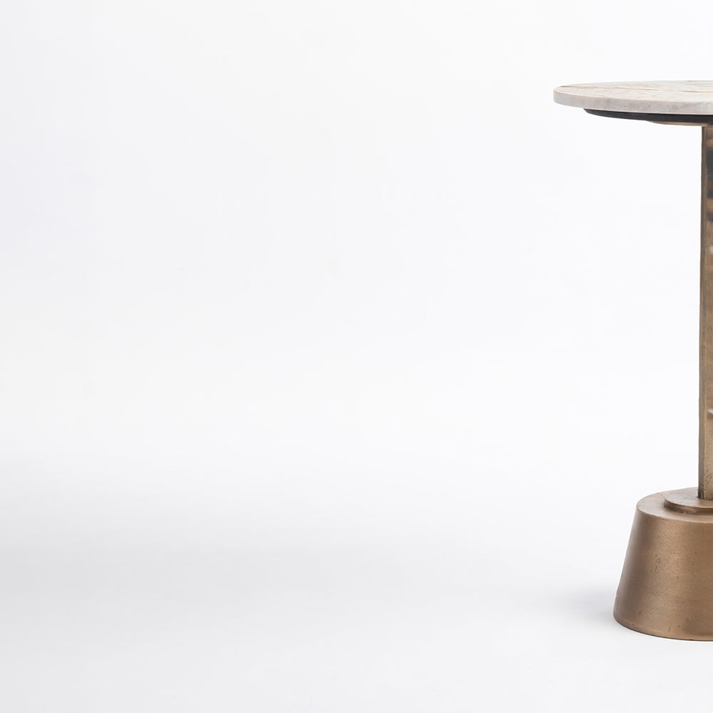Marble Bakha Round Side Table with Metal
