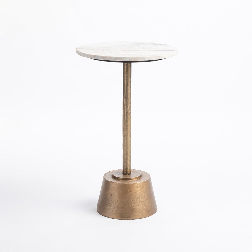 Marble Bakha Round Side Table with Metal
