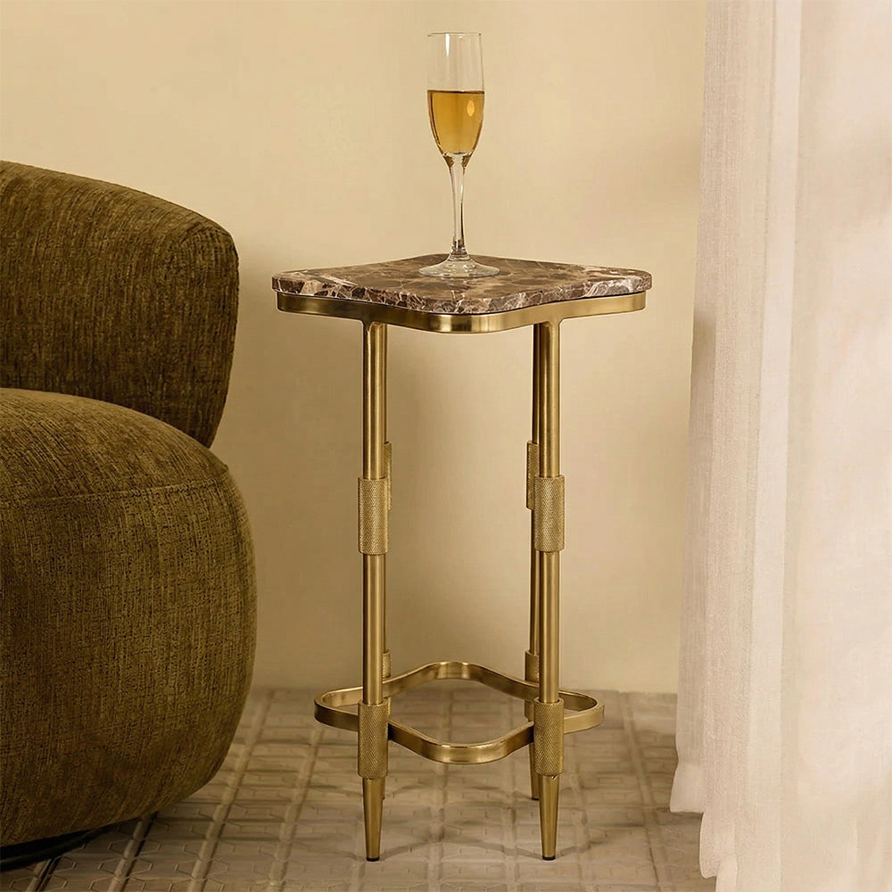 Marble Deku Side Table with Metal