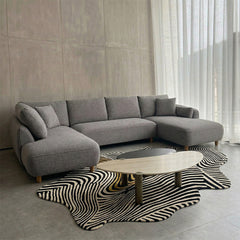 Chenille Cantil 6-Seater Sofa - Ash