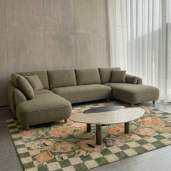 Chenille Cantil 6-Seater Sofa -  Forest