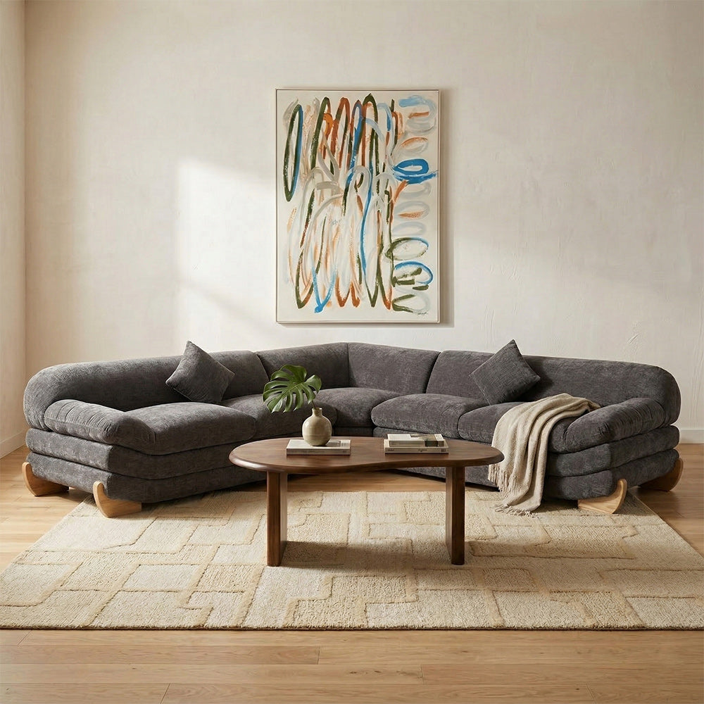 Velvet Gianco 5-Seater Sofa - Licorice