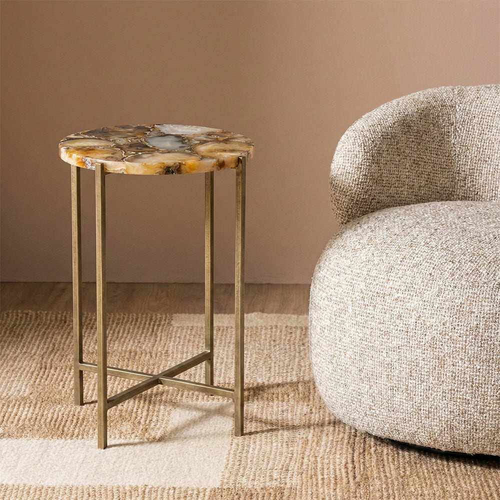 Munir Marble Accent Table with Iron