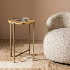 Munir Marble Accent Table with Iron