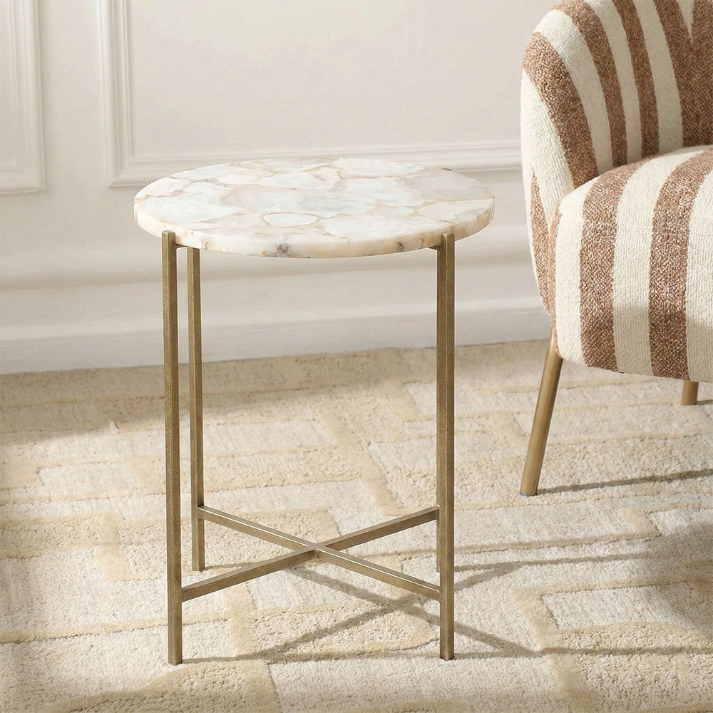 Jenedo Marble Accent Table with Iron