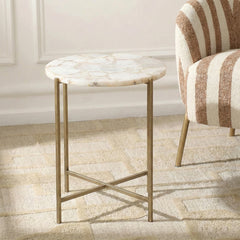 Jenedo Marble Accent Table with Iron