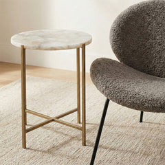 Aodosu Marble Accent Table with Iron
