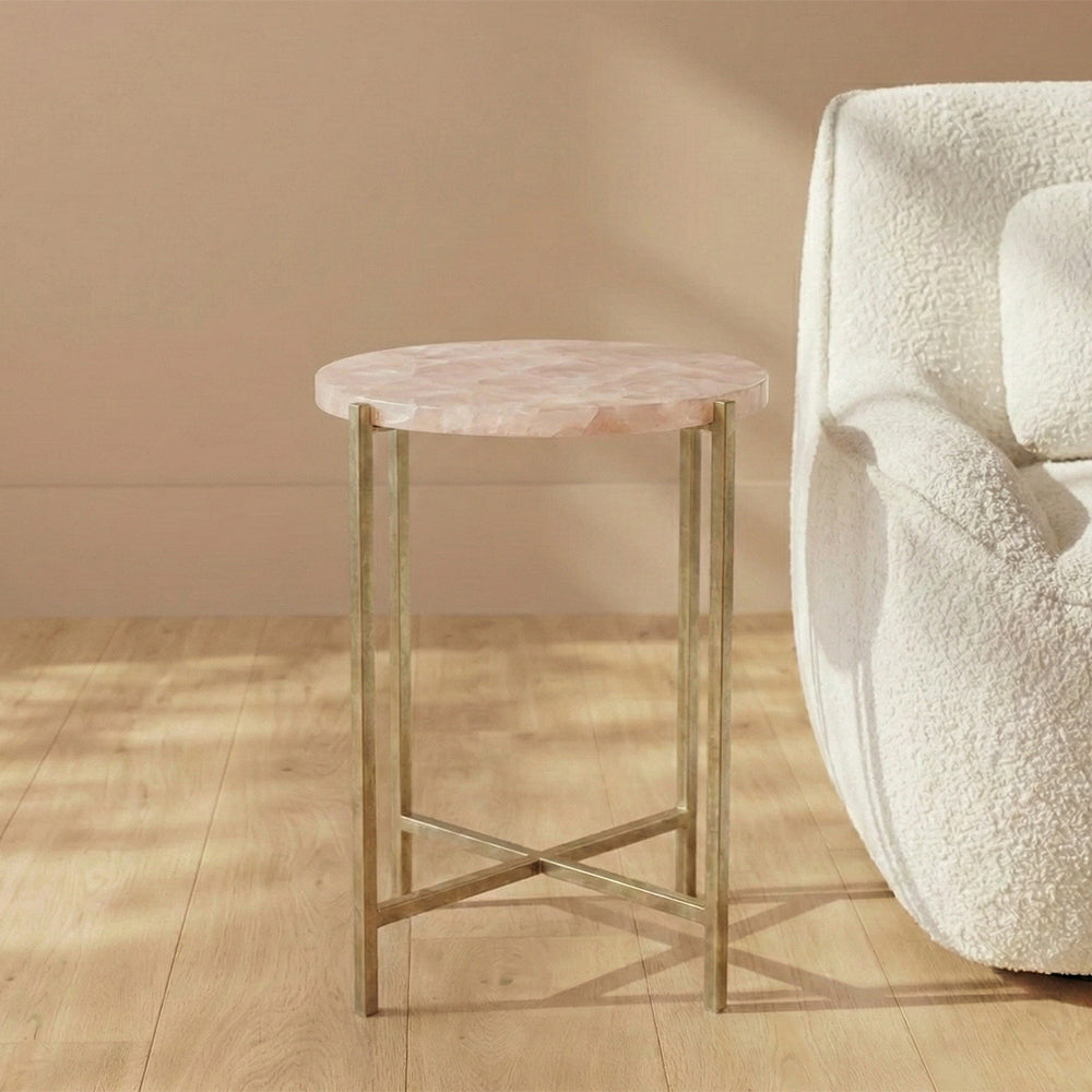 Savera Marble Accent Table with Iron