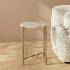 Savera Marble Accent Table with Iron