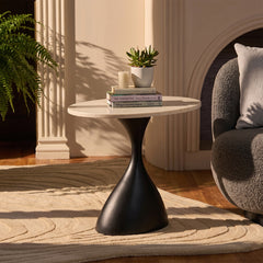 Yuna Aluminum Side Table with Marble