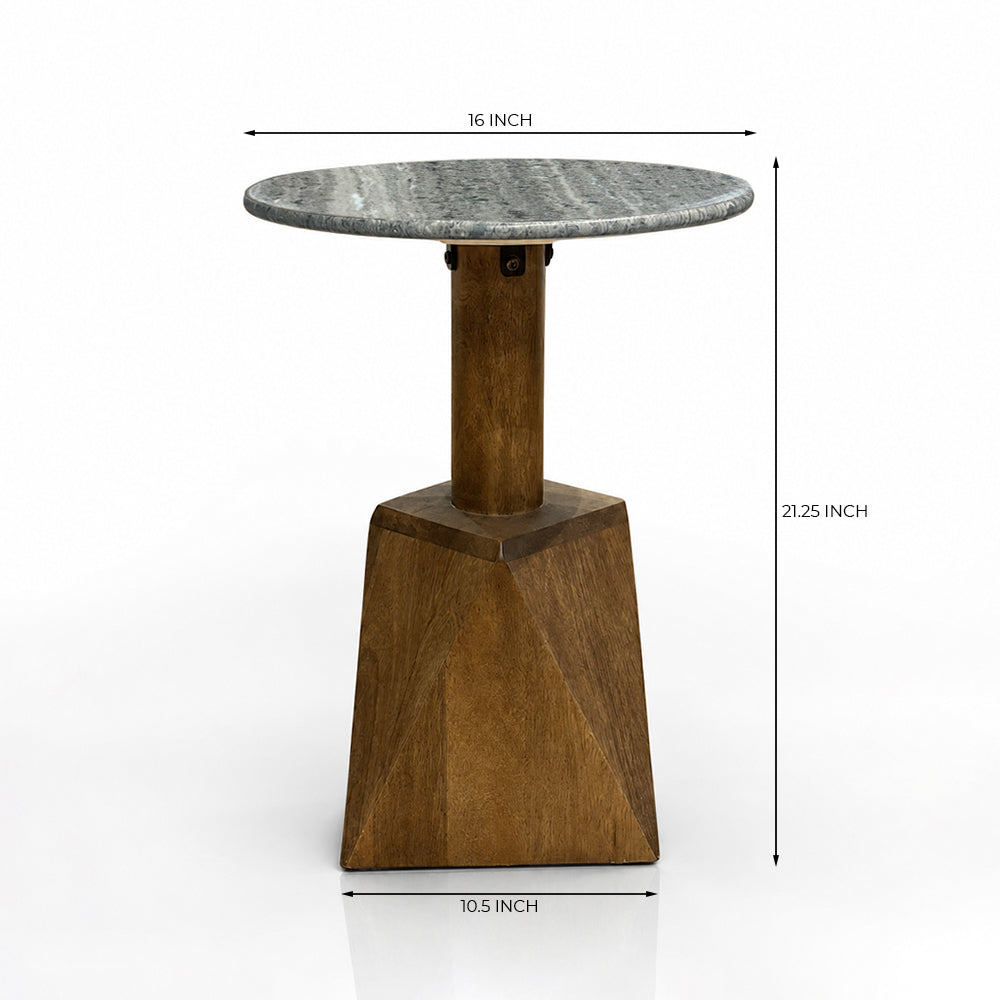Beck mango wood Side Table with Marble