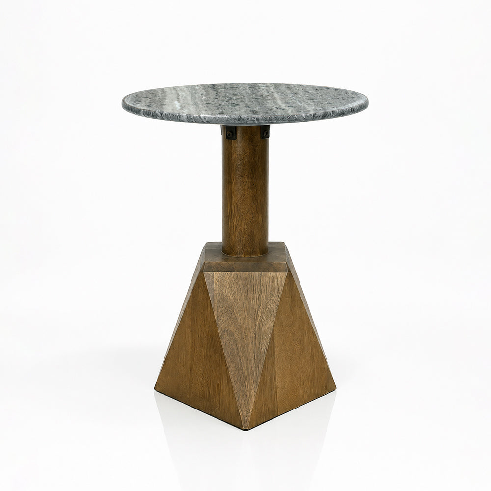 Beck mango wood Side Table with Marble