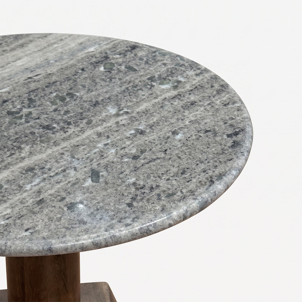 Beck mango wood Side Table with Marble
